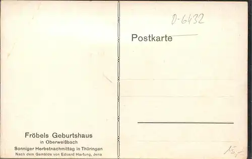 Oberweissbach Froebels Geburtshaus Kuenstlerkarte Gemaelde von Eduard Hartung Kat. Oberweissbach