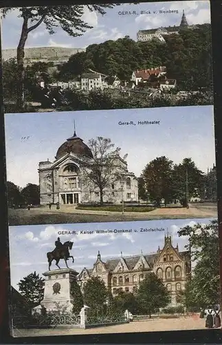 Gera Blick vom Weinberg Hoftheater Kaiser Wilhelm Denkmal Kat. Gera