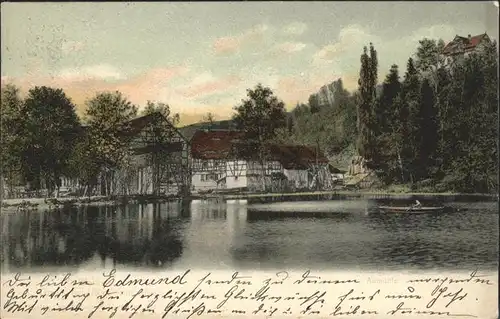 Weida Thueringen Haus am See Muehle Ruderboot Kat. Weida Thueringen