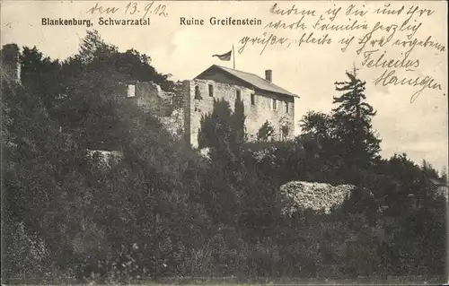 Blankenburg Thueringen Ruine Greifenstein Schwarzatal / Blankenburg Thueringen /Unstrut-Hainich-Kreis LKR