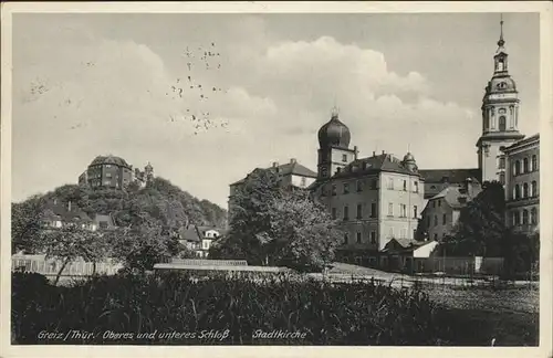 Greiz Thueringen Oberes und unteres Schloss Stadtkirche Kat. Greiz