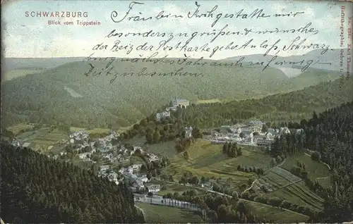 Schwarzburg Thueringer Wald Blick vom Trippstein Kat. Schwarzburg