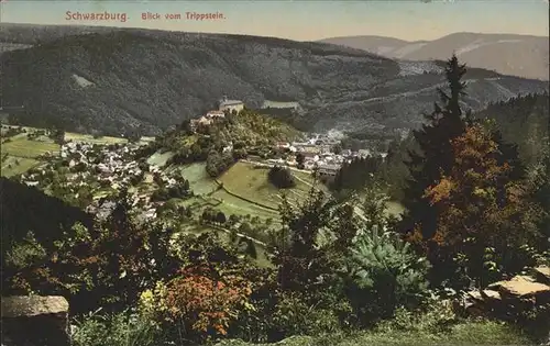 Schwarzburg Thueringer Wald Blick vom Trippstein Kat. Schwarzburg