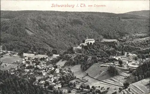 Schwarzburg Thueringer Wald Blick vom Trippstein Kat. Schwarzburg