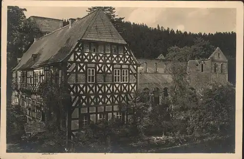 Paulinzella Gasthaus Menger Klosterruine Forsthaus  Kat. Rottenbach Thueringen