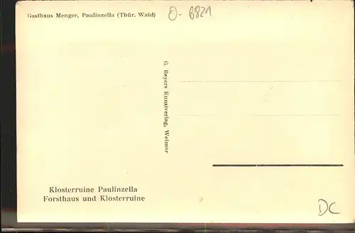 Paulinzella Gasthaus Menger Klosterruine Forsthaus  Kat. Rottenbach Thueringen