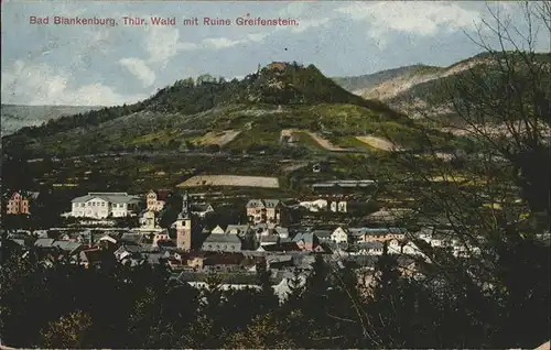 Bad Blankenburg Panorama mit Ruine Schloss Greifenstein Kat. Bad Blankenburg