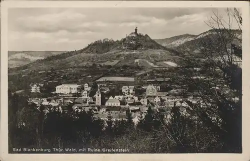 Bad Blankenburg Panorama mit Ruine Schloss Burg Greifenstein Kat. Bad Blankenburg