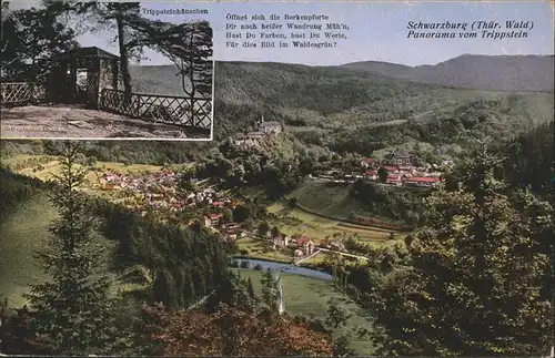 Schwarzburg Thueringer Wald Blick vom Trippstein Trippsteinhaeuschen Kat. Schwarzburg