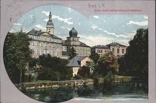 Greiz Thueringen Kirche Unteres Schloss Gymnasium Kat. Greiz