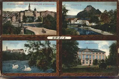 Greiz Thueringen Heinrichsbruecke Schloss Gymnasium Elstersteig Sommerpalais Kat. Greiz