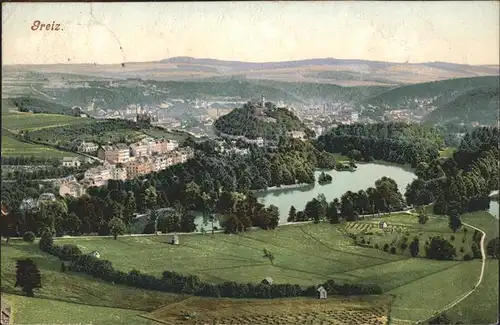 Greiz Thueringen Panorama mit Schloss  Kat. Greiz