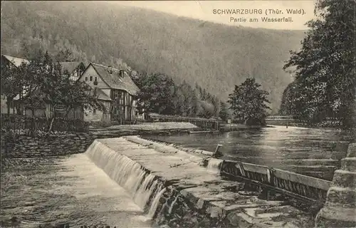 Schwarzburg Thueringer Wald Partie am Wasserfall Kat. Schwarzburg