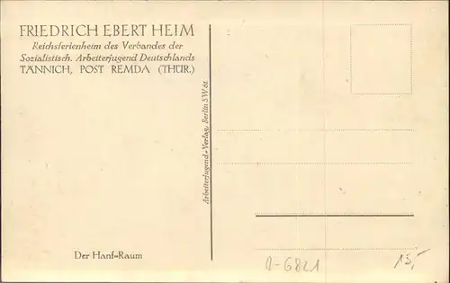 Taennich Friedrich Ebert Heim Hanf Raum Kat. Remda Teichel