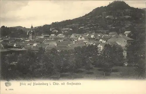 Bad Blankenburg Panorama mit Burgruine Greifenstein Kat. Bad Blankenburg