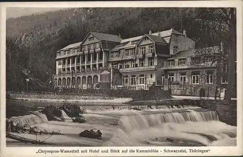Bad Blankenburg Chrysopras Wasserfall mit Hotel Kammhoehle Schwarzatal Kat. Bad Blankenburg