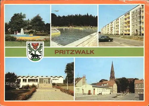 Pritzwalk Wappen Neubauten Platz der Einheit Kreisbibliothek Kat. Pritzwalk