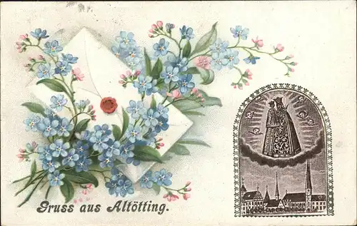 Altoetting Wappen Brief Blumen Kat. Altoetting