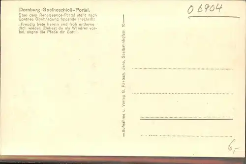 Dornburg Saale Goethe Schloss Portal Kat. Dornburg Saale