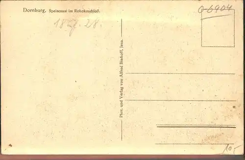 Dornburg Saale Speisesaal im Rokokoschloss Kat. Dornburg Saale