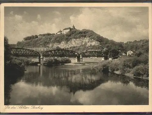 Dornburg Saale Karl Alexander Bruecke u.Blick auf die drei Schloesser Kat. Dornburg Saale