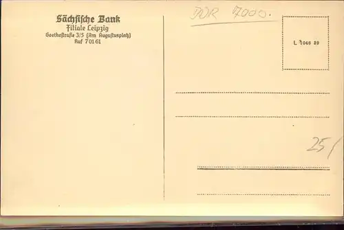 Leipzig Saechsische Bank Kat. Leipzig