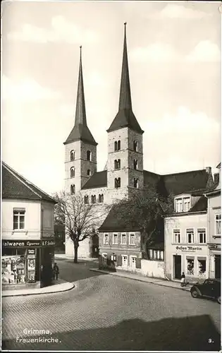 Grimma Frauenkirche u.Geschaeft von Klempnermeister Gustav Martin Kat. Grimma