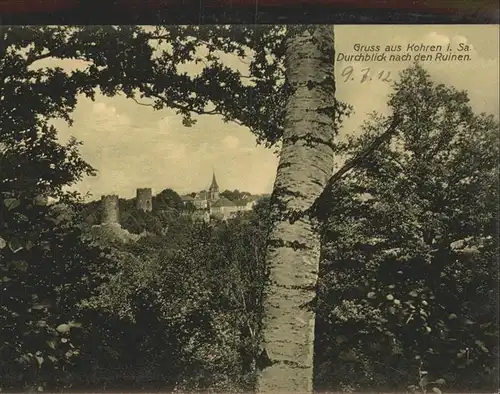 Kohren Sahlis Blick zur Burg  Ruine Gnandstein Kat. Kohren Sahlis