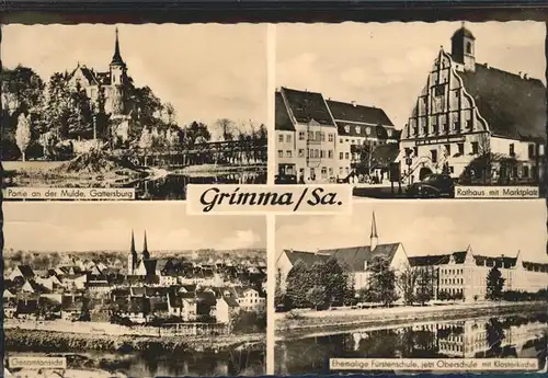 Grimma Oberschule u.Rathaus mit Marktplatz Kat. Grimma