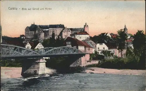 Colditz Blick auf Schloss u.Kirche Kat. Colditz