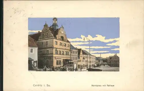 Colditz Marktplatz mit Rathaus Kat. Colditz