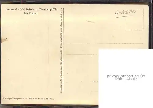 Eisenberg Thueringen Innenansicht die Kanzel von der Schlosskirche / Eisenberg /Saale-Holzland-Kreis LKR