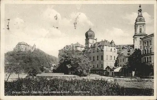 Greiz Thueringen Oberes und Unteres Schloss Stadtkirche Kat. Greiz