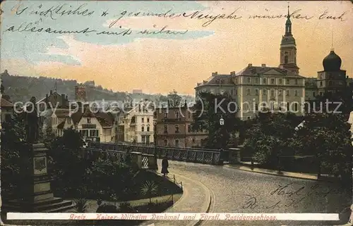 Greiz Thueringen Kaiser Wilhelm Denkmal Residenzschloss Kat. Greiz