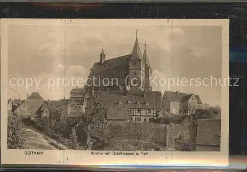 Geithain Kirche mit Stadtmauer Kat. Geithain