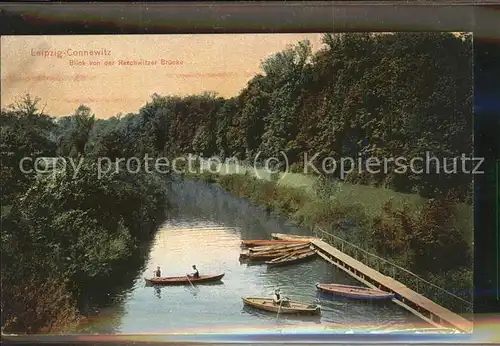 Leipzig Blick von der Raschwitzer Bruecke mit Bootsfahrer Kat. Leipzig