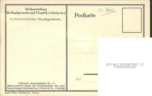 Leipzig Oesterreichisches Staatsgebaeude waehrend der Weltausstellung 1914 Kat. Leipzig