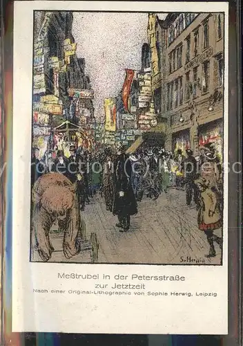 Leipzig Messtrubel in der Petersstrasse Kat. Leipzig