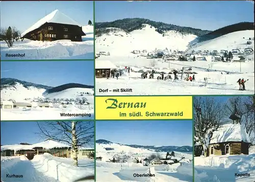 Bernau Schwarzwald Dorf Skilift Oberlehen Kapelle Resenhof Kurhaus Kat. Bernau im Schwarzwald