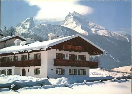 Schoenau Koenigssee Bauernhaus Watzmann Berchtesgadener Alpen Winterimpressionen Kat. Schoenau a.Koenigssee