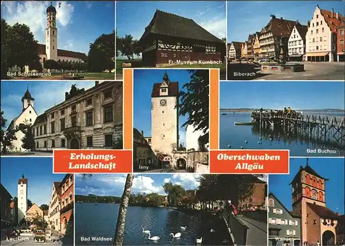 Isny Allgaeu Erholungslandschaft Oberschwaben Allgaeu Bad Schussenried Aulendorf Leutkirch Bad Waldsee Wangen Bad Buchau Federsee Biberach Museum Kuernbach Kat. Isny im Allgaeu