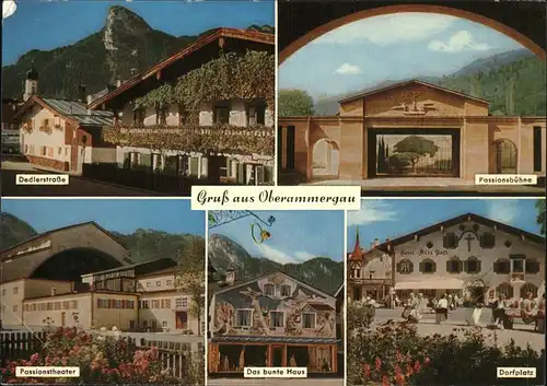 Garmisch Partenkirchen Dedlerstrasse Passionsbuehne Theater "Das bunte Haus" Fassadenmalerei Dorfplatz Oberammergau Kat. Garmisch Partenkirchen