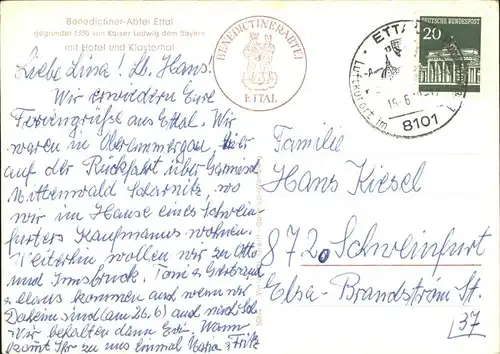 Ettal Benediktiner Abtei Kaiser Ludwig der Bayer Hotel Klosterhof Wappen Kat. Ettal