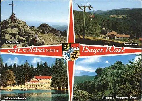 Bayrisch Eisenstein Grosser Arber Gipfel Kreuz Sesselbahn Gasthaus Arberseehaus Richard Wagner Kopf Wappen Kat. Bayerisch Eisenstein