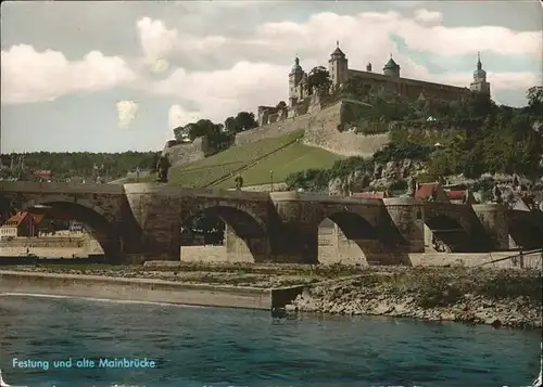 Wuerzburg Festung und alte Mainbruecke Kat. Wuerzburg