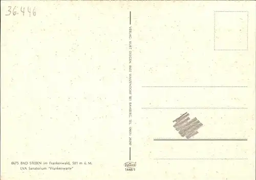 Bad Steben LVA Sanatorium Frankenwarte Kat. Bad Steben