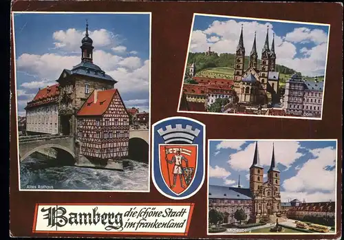 Bamberg Altes Rathaus Fachwerkhaus Dom Kloster Michelsberg Wappen Kat. Bamberg