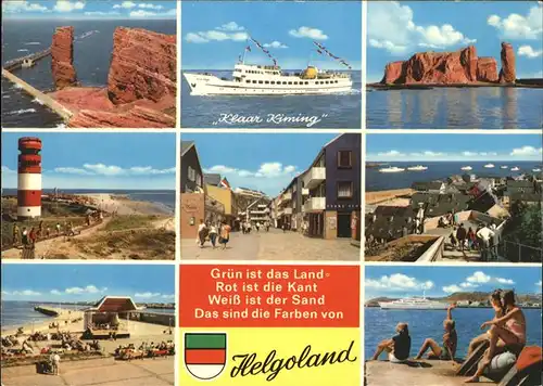 Helgoland Nordspitze und die Lange Anna Leuchtturm Strand Faehrschiff Gedicht Wappen / Helgoland /Pinneberg LKR