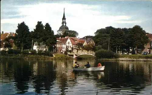 Friedrichstadt Eider Blick auf Mittelburgwall Paddelboot Kat. Friedrichstadt