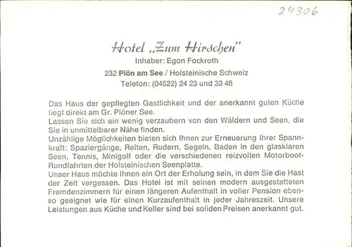 Ploen See Hotel "Zum Hirschen" / Ploen /Ploen LKR